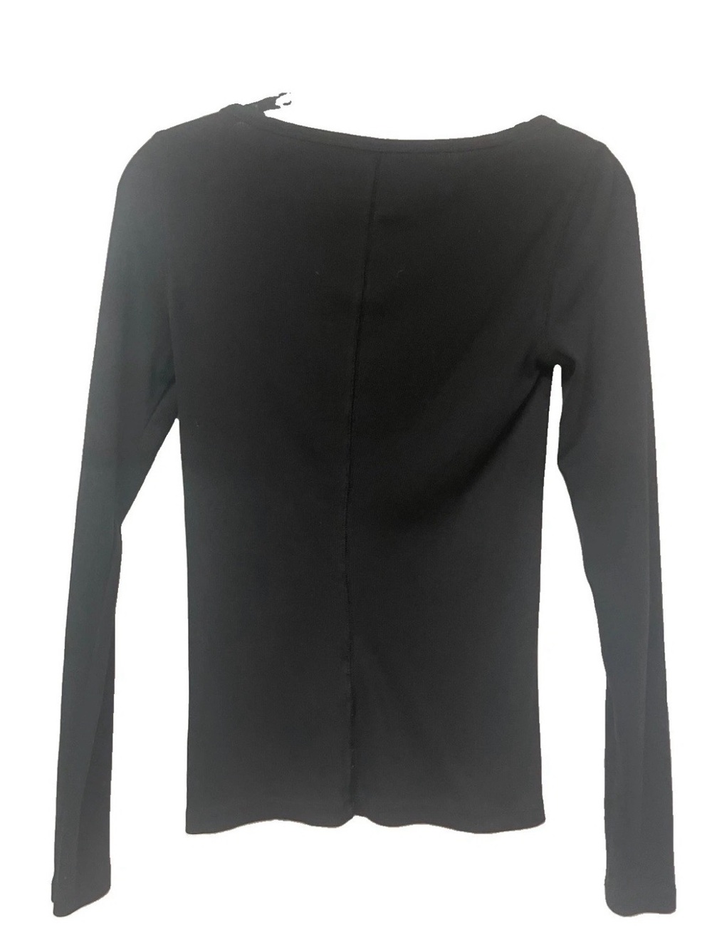 Everlane Luxe Rib Long Sleeve Scoop Neck Tee in Black Size S Supima Cotton, Luxe - Picture 6 of 8
